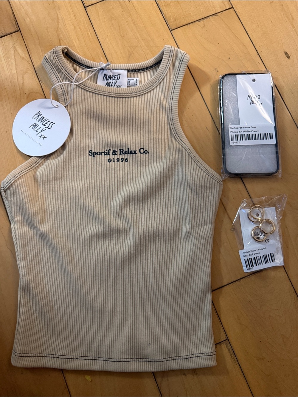 Princess Polly Cream Ribbed Tank Top with Sportif & Relax Co. lot